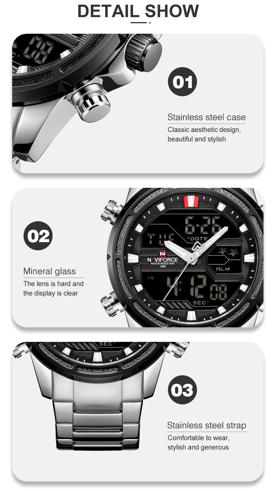 Naviforce 9138 Mens Watch - Silver