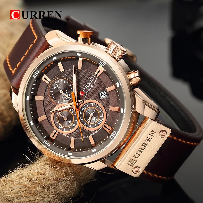 Curren 8291 Chronograph Watch - Brown