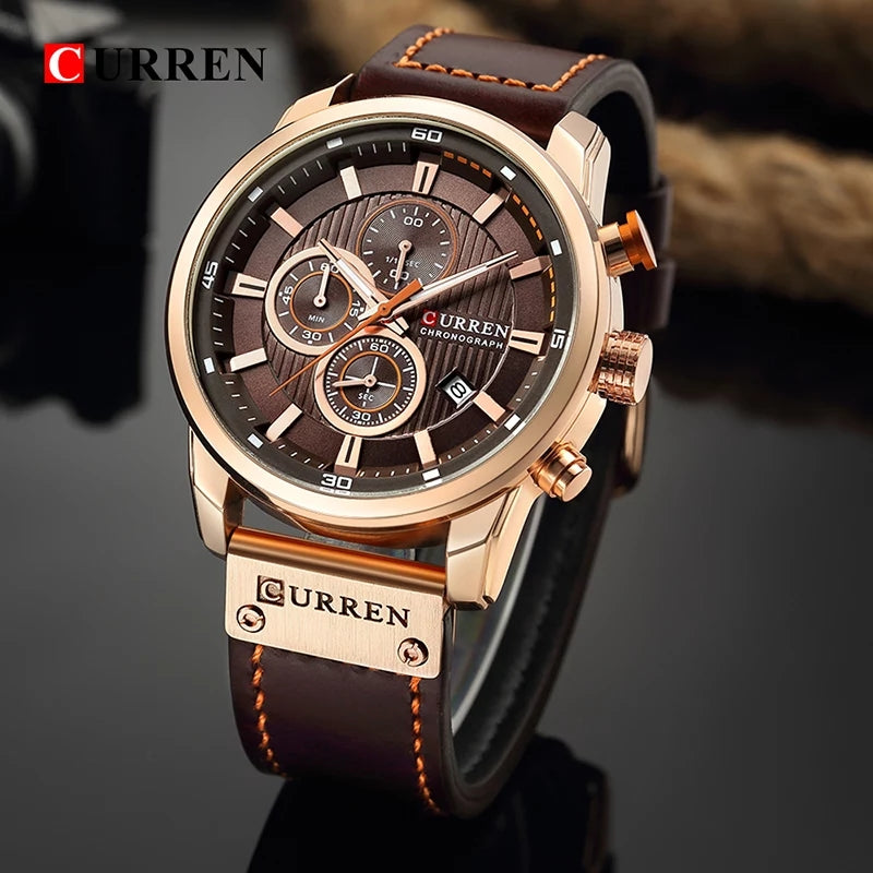 Curren 8291 Chronograph Watch - Brown