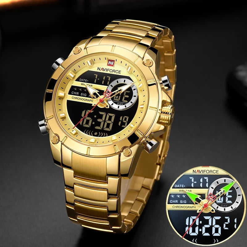 Naviforce 9163 Mens Watch - Gold