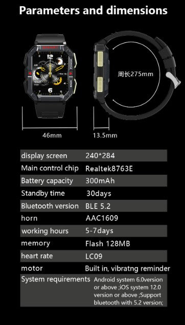 YK01 Smart Watch for Outdoor Sports - Army Green