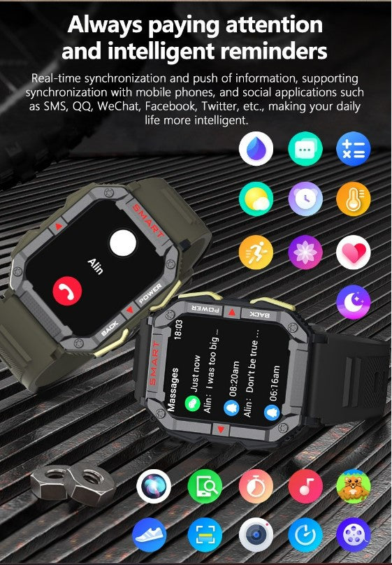 YK01 Smart Watch for Outdoor Sports - Army Green