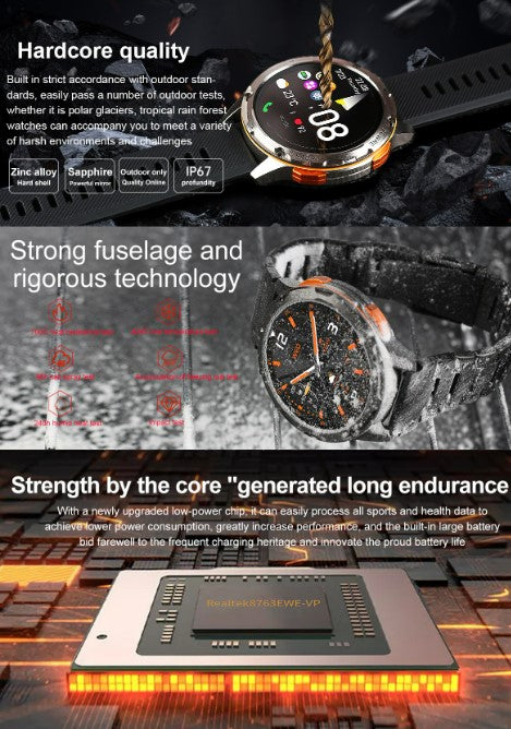 AK59 Smart Watch HD AMLOED Screen w/ health monitoring - Jinsanzhu Steel Strap