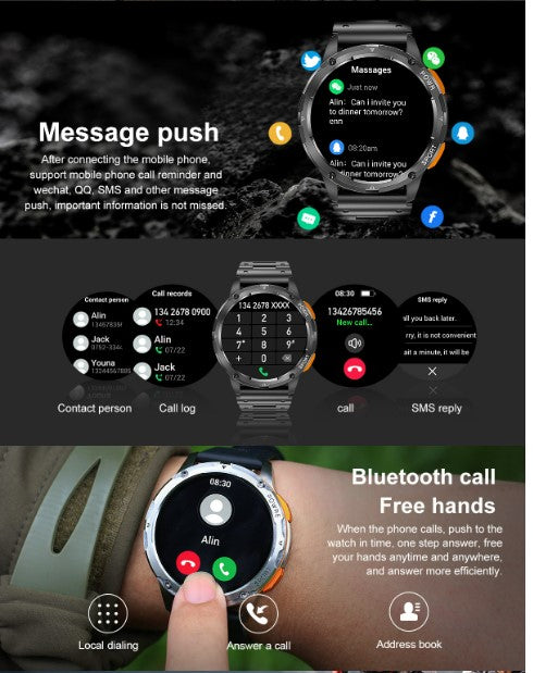 AK59 Smart Watch HD AMLOED Screen w/ health monitoring - Jinsanzhu Steel Strap