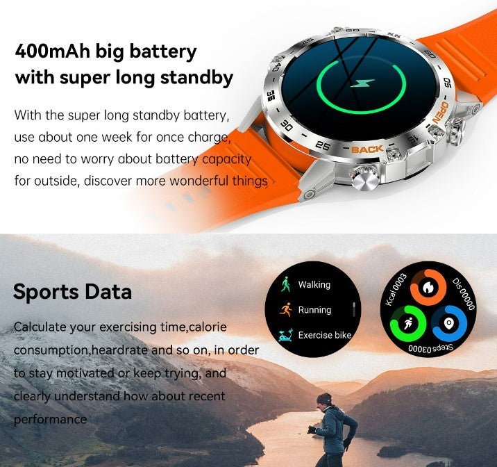 K52 Bluetooth Call Smart Watch - Orange